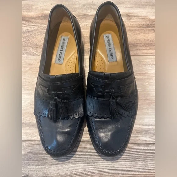 Johnston & Murphy Men\'s 9.5 Black‎ Leather Tassel Dress Loafer s-l400.jpg main image 3